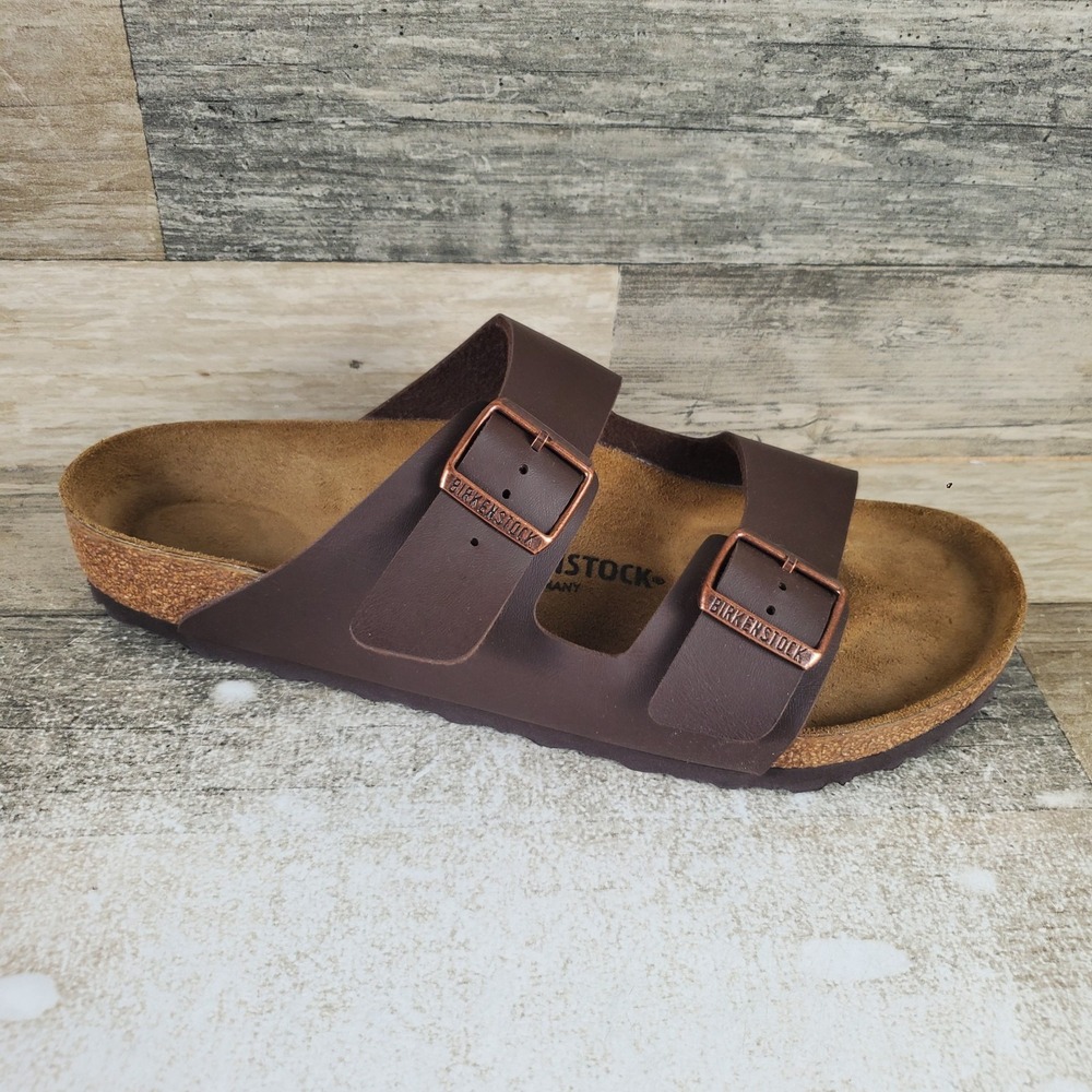 Birkenstock Arizona Mens Sandal Sz 10 Dark Brown Slip On Adjustable Two-Straps